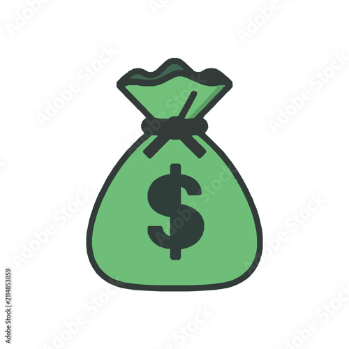 Green money bag icon with dollar sign symbol