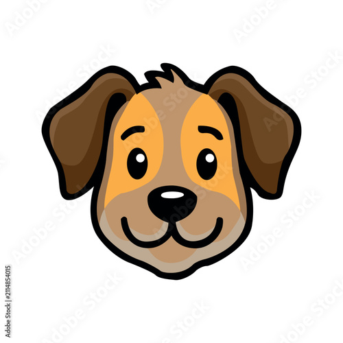 Cute cartoon dog face illustration brown puppy head icon isolated on white background mascot design for pet care