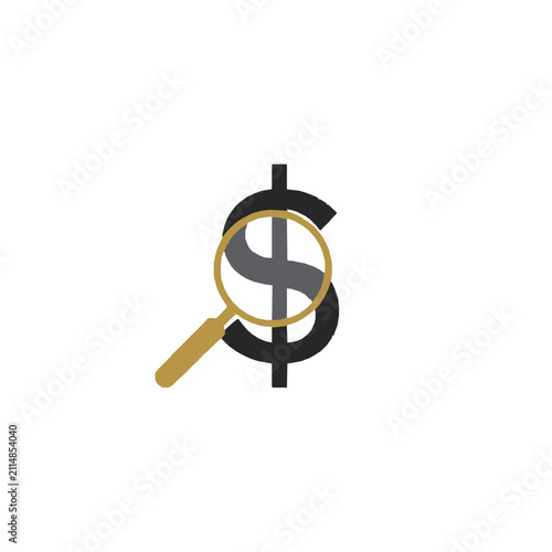 Magnifying glass examining a dollar sign symbol