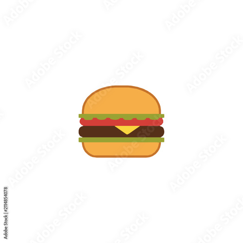 Simple cartoon hamburger with fresh ingredients illustration