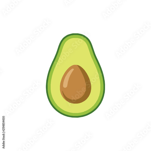 Cut avocado half showing seed on clean background