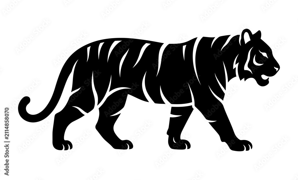 Fototapeta premium Minimalist Tiger Silhouette Vector Illustration