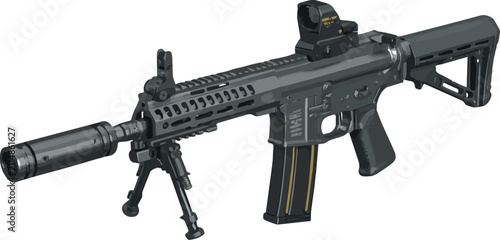 Obraz na plátne Create A Modern military tactical assault rifle automatic firearm weapon isolate