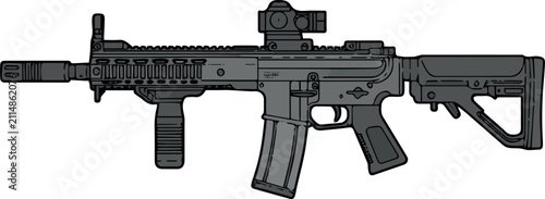 фотографія Create A Modern military tactical assault rifle automatic firearm weapon isolate