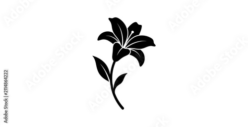 Minimalist Lily Flower Silhouette Vector