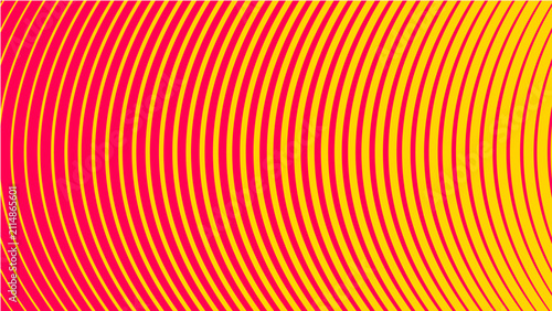 Abstract Concentric Curved Line Background with Pink and Yellow Optical Illusion Pattern 