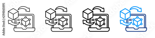 Digital Twin Icon Different Style Outline Collection Set.