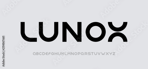 Modern geometric uppercase alphabet bold rounded futuristic sans typography. Font branding logo identity headlines design