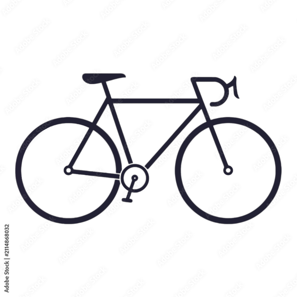 Fototapeta premium Minimalist road bicycle vector icon graphic on transparent background