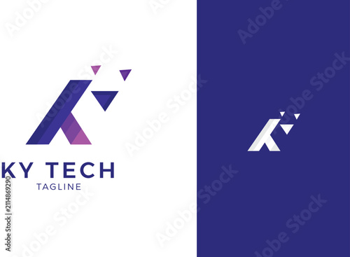 KY Tech Modern Letter K Technology Logo Design