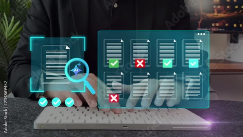 AI Document management concept, Artificial intelligence, check electronic documents