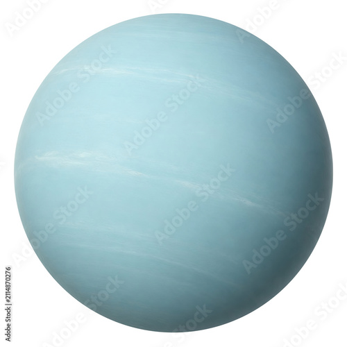 Uranus planet isolated on transparent background with tilted axis
