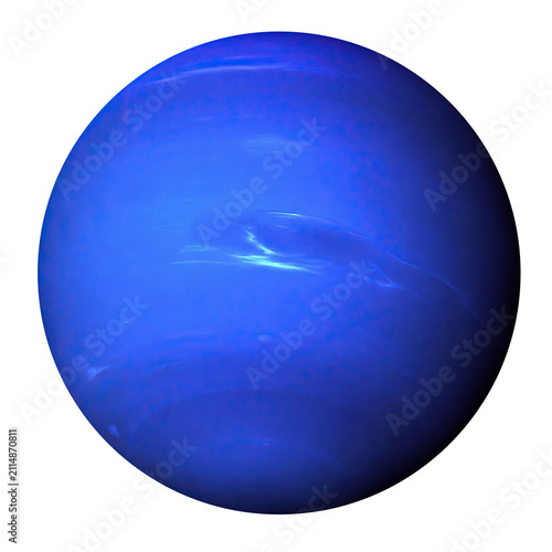 Neptune planet isolated on transparent background with deep blue color
