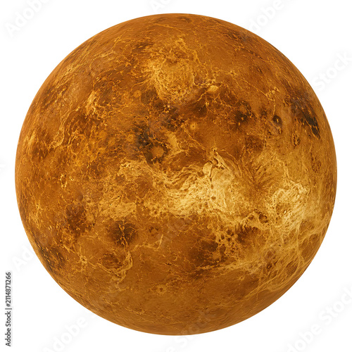 Venus planet isolated on transparent background with cloudy atmosphere