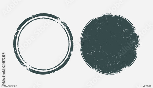 Grunge circle stamps distressed round badge frame texture stamp mark vector set isolated