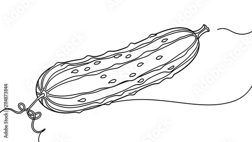 Hand drawn cucumber sketch white background.