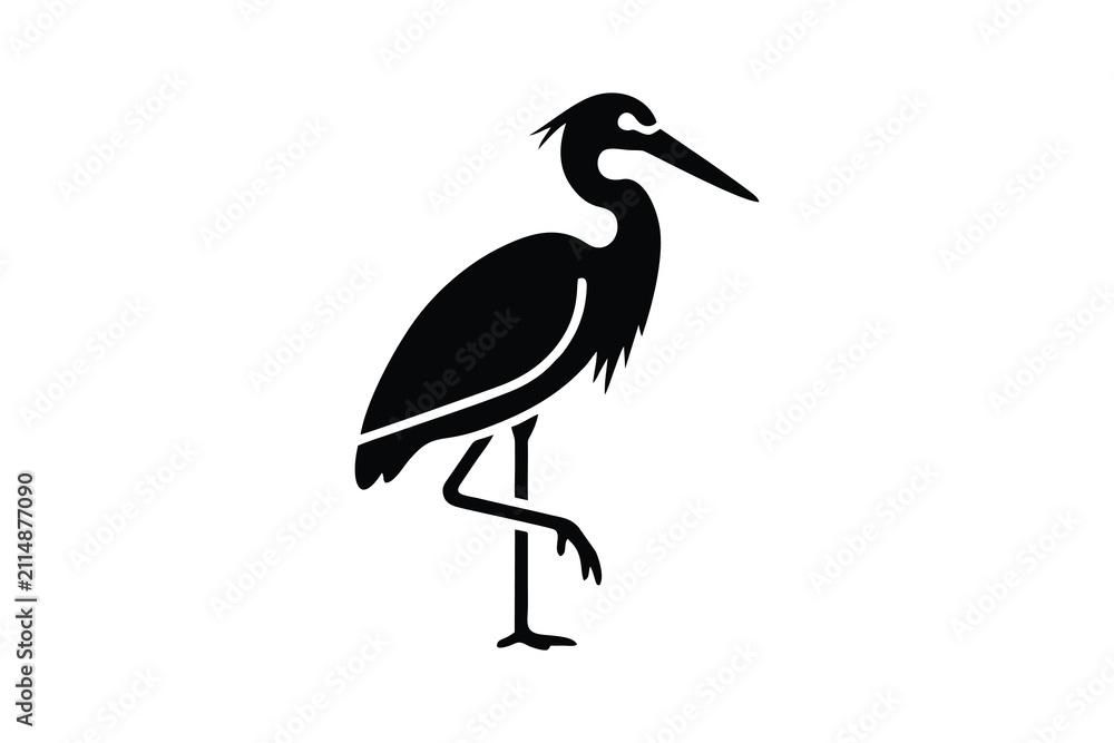 Obraz premium Minimalist Heron Silhouette Vector Icon