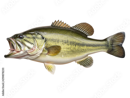 Large mouth bass fish isolated on transparent background