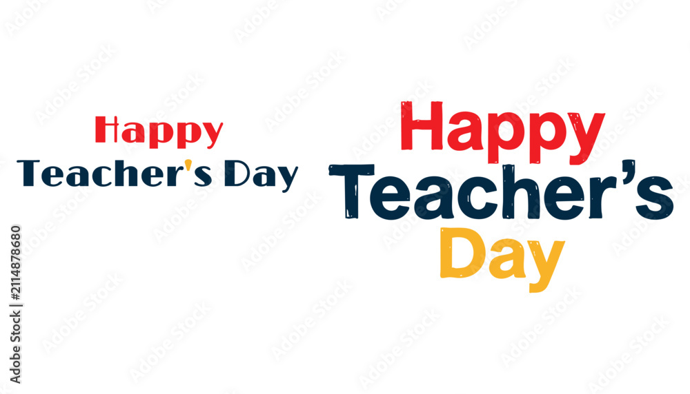 Obraz premium Happy Teacher's Day Greeting Card Template with Colorful Typography