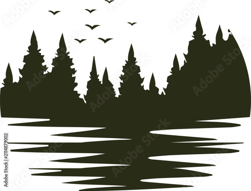 Nature Forest Landscape Silhouette Logo Design