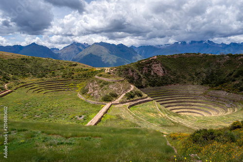 Inca agricultural terraces at Moray in the Sacred Valley, Peru
