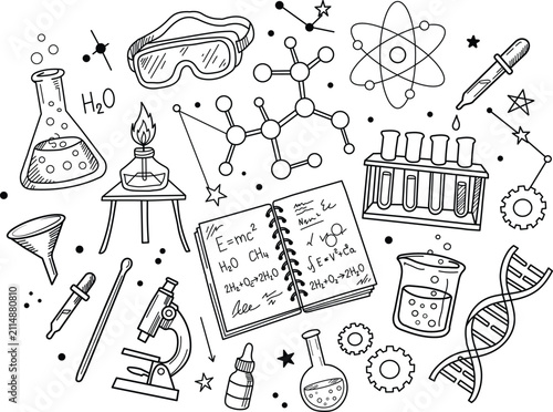 Картината върху платно Science laboratory doodle set