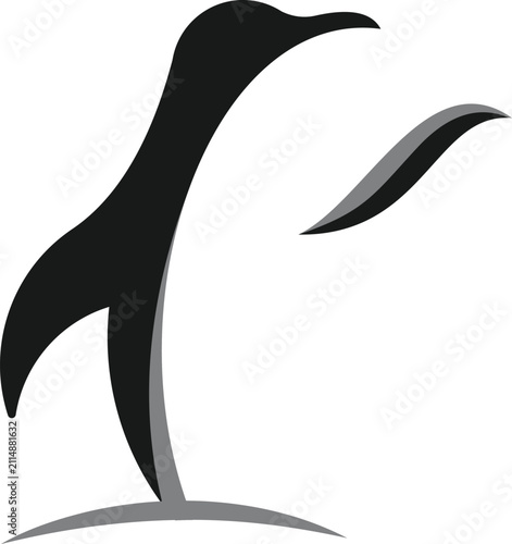 Minimal Penguin Silhouette Animal Logo Design