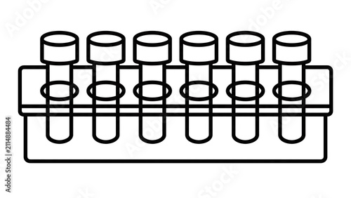 Laboratory test tubes in rack white background.
