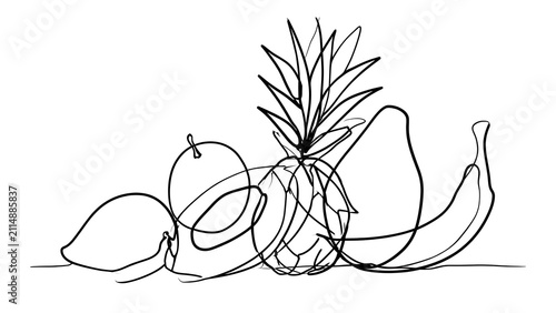 Minimalist fruit illustration on white background.
