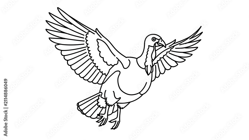 Fototapeta premium Flying bird illustration on white background.