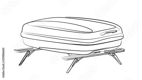 Minimalist portable cooler sketch white background.