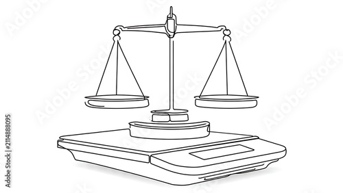 Justice scales illustration on white background.