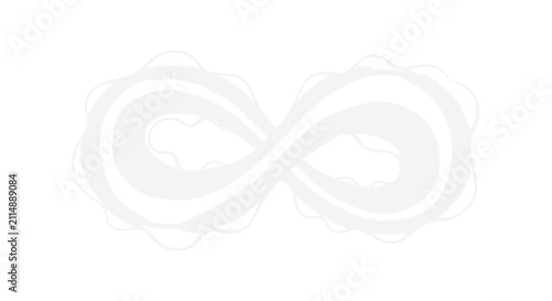 Foto Abstract infinity symbol with soft white brush strokes and wavy edges on white b