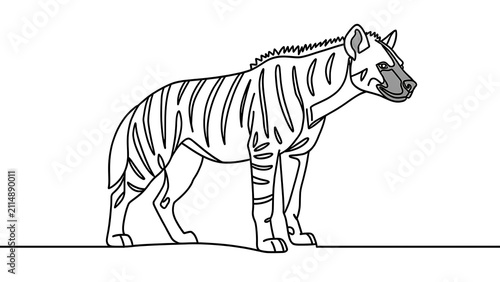 Striped hyena illustration on white background.