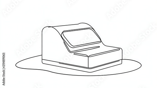 Modern cash register machine white background.