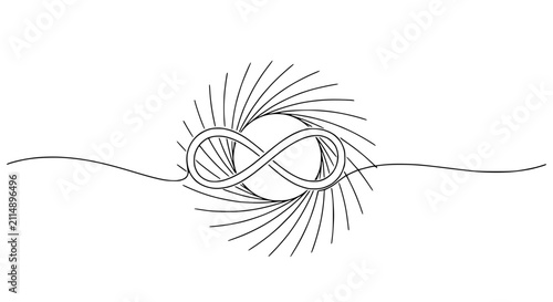 Fotografie Abstract Infinity Symbol with Radial Lines and Curved Horizon Line