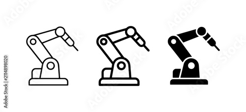 Industrial Robot Arm Icons, Automation Technology, Manufacturing Machine Vector Set