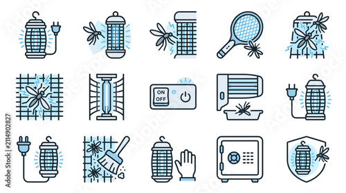 Bild auf Leinwand Insect Killer Devices Collection: Mosquito Zappers, Traps, and Repellents Icons