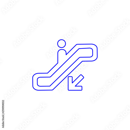 Icon, vector illustration of moving stairs with up and down arrows on a, flat icon style