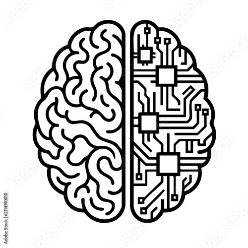 Fotografie Human brain and circuit board hybrid