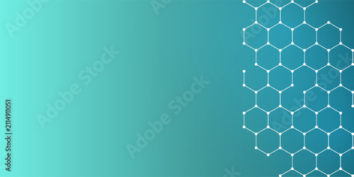 Genetic engineering and molecular structure, hexagon DNA network, science chemical and biotechnology concept, innovation technology, healthcare, and medicine design .Vector