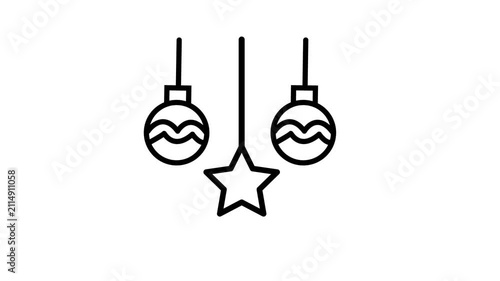Christmas bauble ornament decorations animated icon for event, new year, festival, party, celebration and other