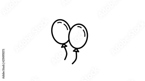 Balloons decoration animated icon for event, party, festival, birthday, wedding, fun, entertainment, anniversary, celebration and other. 4k video