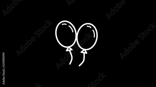 Balloons decoration animated icon for event, party, festival, birthday, wedding, fun, entertainment, anniversary, celebration and other. 4k animation