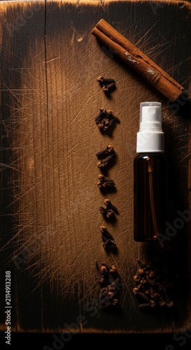 DIY Natural Air Freshener with Cinnamon and Cloves on Rustic Wood.