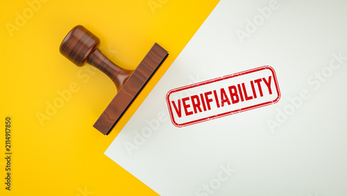 Wooden Stamp Marking Verifiability Concept on Document for Authenticity and Trust