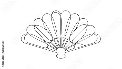Elegant fan line art illustration white background.
