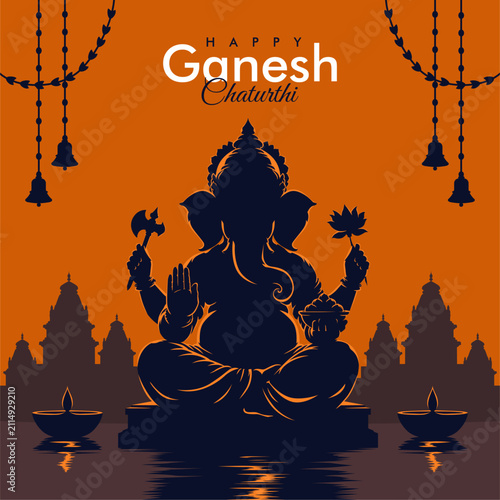 vector happy ganesh chaturthi celebration silhouette illustration