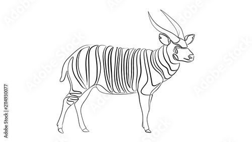 Minimalist line art antelope on white background.