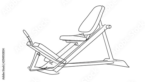 Recumbent exercise bike illustration white background.